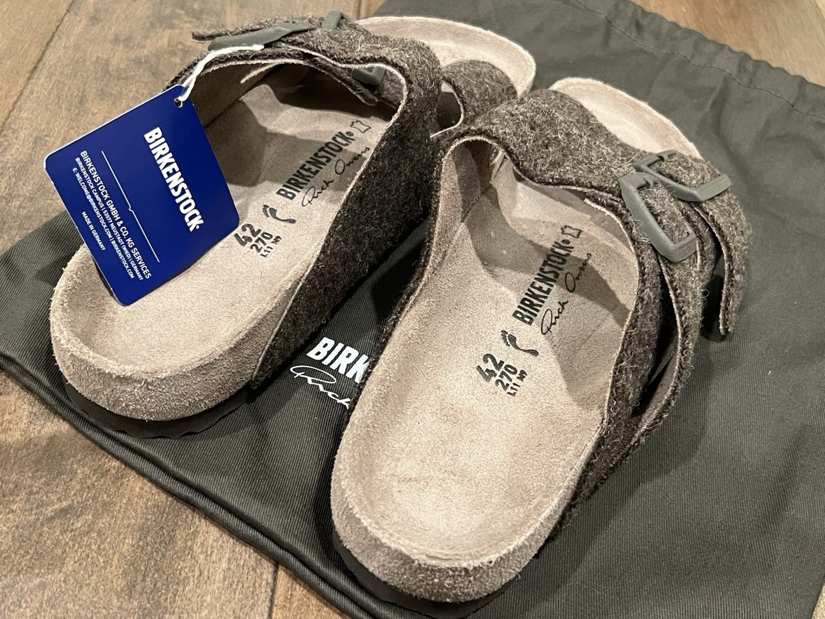 Rick Owens Birkenstock Arizona Sandals Felt Brown Brand New With