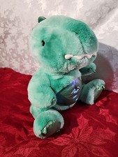 FAO SCHWARZ GLOW BRIGHTS ALIVE WITH SOUND  LIGHT 12" GREEN Dinosaur Dino Plush