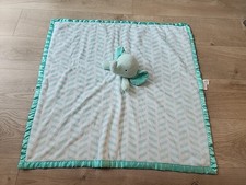 Cloud Island Elephant Large Lovey Security Blanket Green Chevron Satin Trim 29"