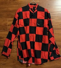 Vintage Mo Betta Garth Brooks Rodeo Red Black Checkered Long Sleeve Shirt L READ