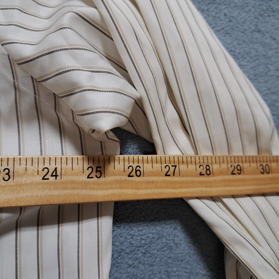 Camisa de Vestir Joseph Abboud Para Hombre Talla 18.5 Beige Rayas Informal Manga Larga Cuello Foto 2 de 4