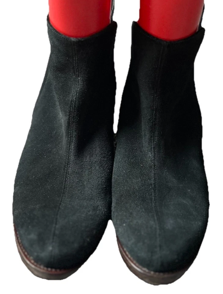 Mujer Salpy Hecho a Mano Negro Gamuza Botines Tacón Talla 10 Foto 3 de 4