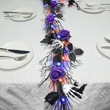 6.56FT Halloween Dead Branch Garland with Lights Purple and 6.56 FT-purple rose