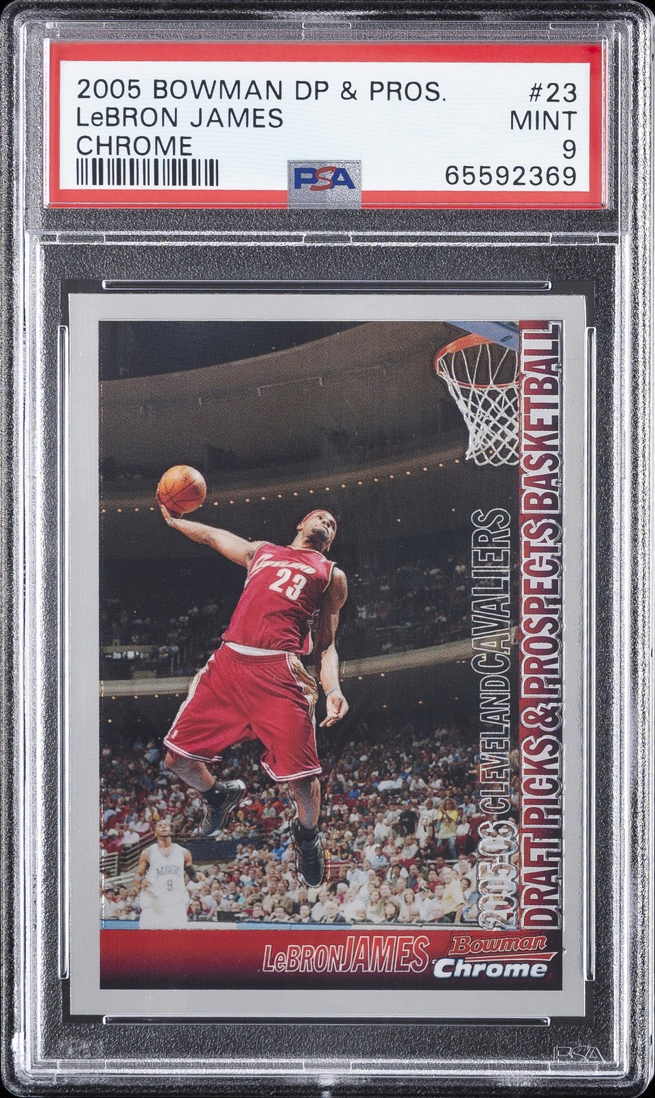 2005 BOWMAN DRAFT & PROSPECTS CHROME #23 LEBRON JAMES PSA 9