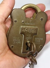 Jared Old English No. 2  Admiralty brass padlock & 2 Keys