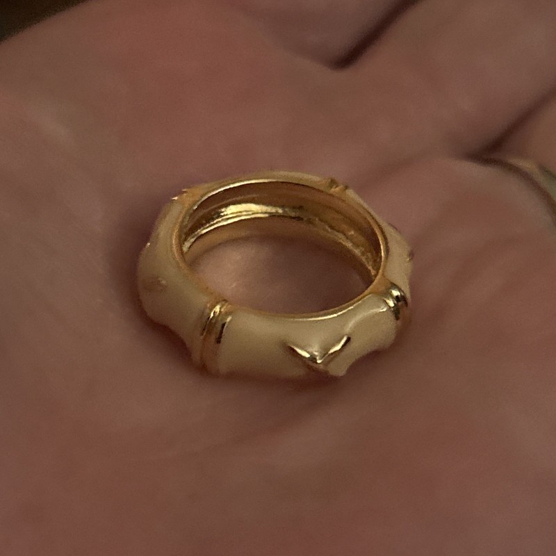 Vintage Sz 9 Eternity Ring X Band  Cream Enamel Quality