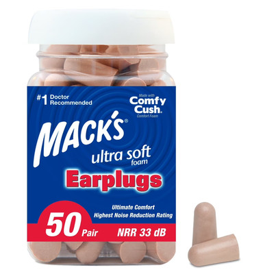Mack's Ultra Soft Foam Earplugs, 50 Pair, 33dB Highest NRR.