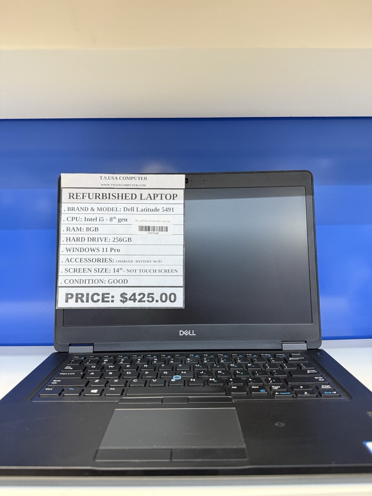 Dell Latitude 5491 Laptop 14-inch, I5 8th Gen, 256GB SSD, 8GB RAM, Win 11