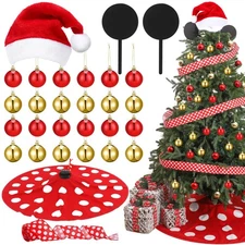 29 Pcs Cartoon Mouse Christmas Tree Decoration Set Santa Hat Black Mouse Ears...