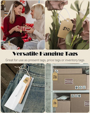 200 Pcs Kraft Price Tags with Elastic String Attached Writable Brown Kraft Pa...