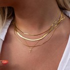 14K Gold Layered Cross Necklaces for Women,Tiny Small Sideways Cross Necklace Mi