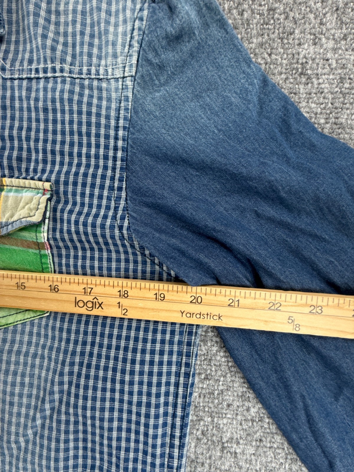 Desigual Patchwork Blue White Medium Plaid Cotton… - image 8