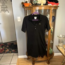 Lacoste black-Polo Dress Short Sleeve Croc Logo Women  s Size 40-Med