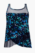 Miraclesuit NWT Sophisticat Mirage Tankini Top Black/Multi Size 12