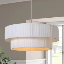 3-Light Modern Drum Chandelier, 2-Tier Semi-Flush Mount Pendant Light Fixture...