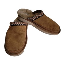 Ugg Tasman Tan Sheepskin Lined Slip On Platform Mules Clogs Size 7 Style 1110870