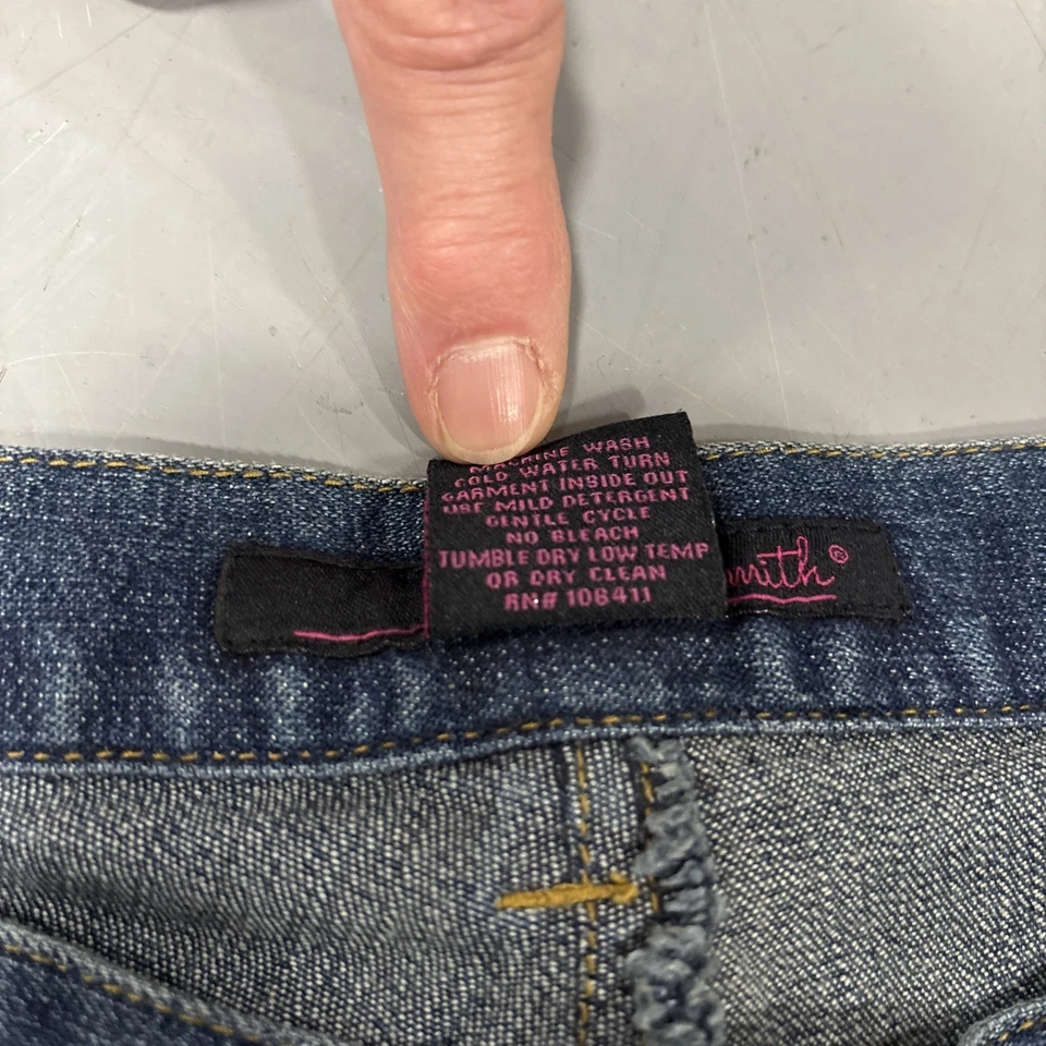 Pantalones de mezclilla para mujer Willi Smith adornados talla 12 boho florales muy buenos dobladillo Foto 3 de 4