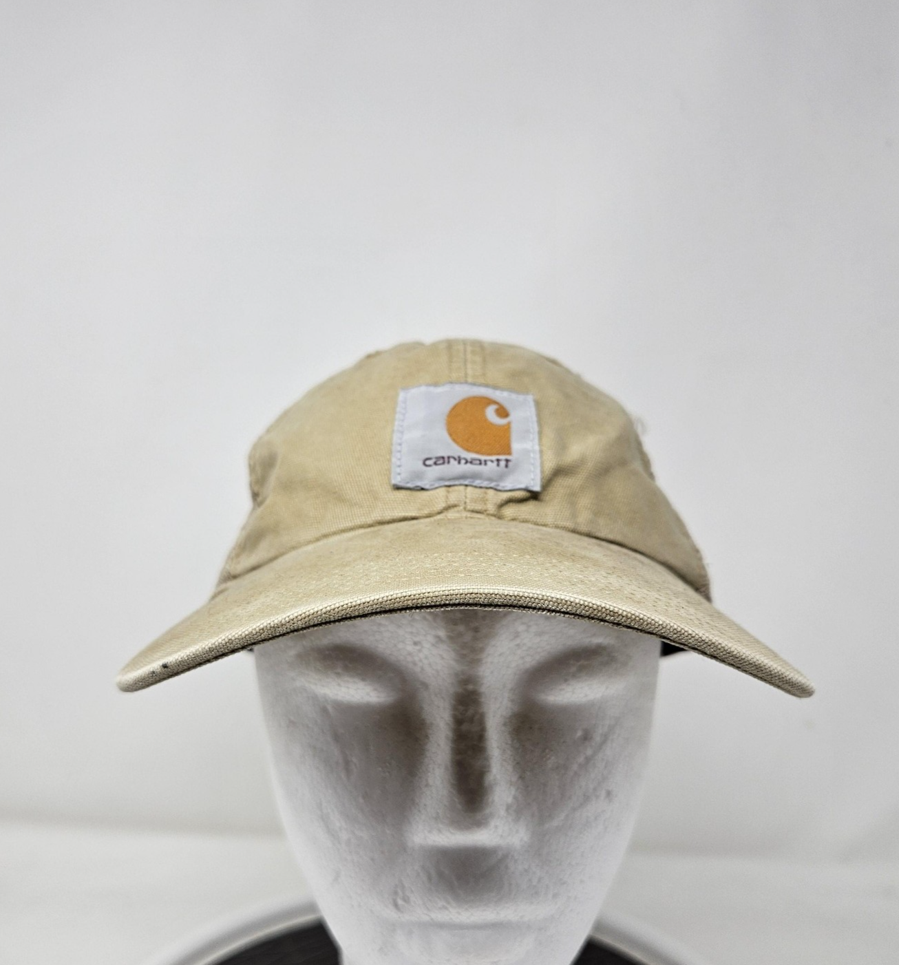 Carhartt Hat Cap Snap Back Tan Trucker Mesh Patch Logo Workwear Mens Distressed