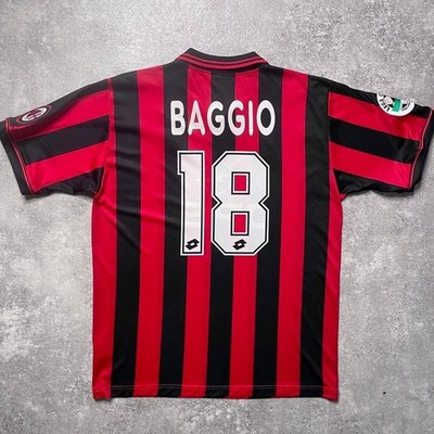 Roberto Baggio #18 AC Milan 96-97 Home Shirt Lotto Sublimation