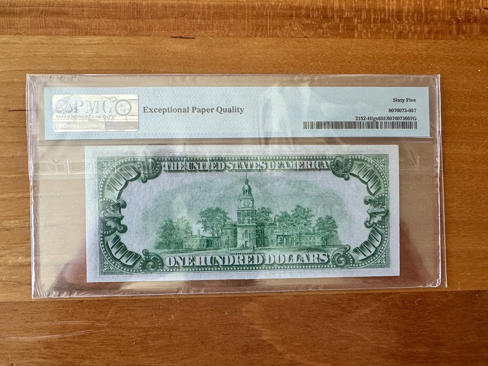 $100 1934 St. Louis FRN. LGS. LIGHT GREEN SEAL. Nice Note. PMG 65 EPQ - Image 2 of 2