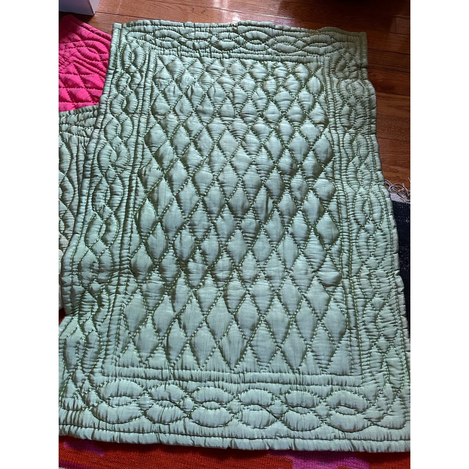 Juego de 3 mantas colchas bebé rosa verde púrpura vibrante salón étnico lanza diversión Foto 2 de 4