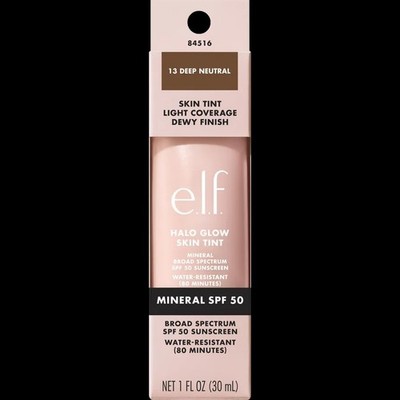 Elf Halo Glow Skin Tint 13 Deep Neutral Teint Light Cover Mineral SPF 50 Sun