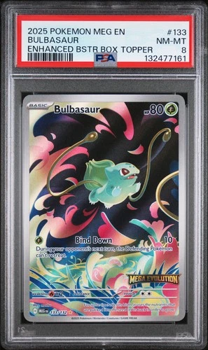 2025 POKEMON MEG EN-MEGA EVOLUTION ENHANCED BOOSTER BOX TOPPER BULBASAUR PSA 8