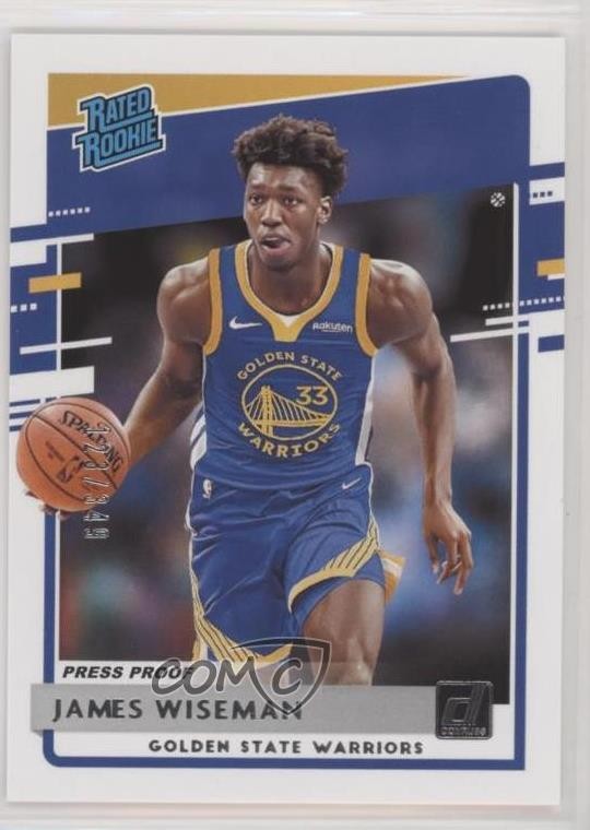 2020 Panini Donruss Rated Rookies Press Proof Silver 123/349 James Wiseman 0e1b