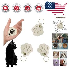 3PCS Compact White Leather Pet Memory Keychains - Perfect for Pet Owners