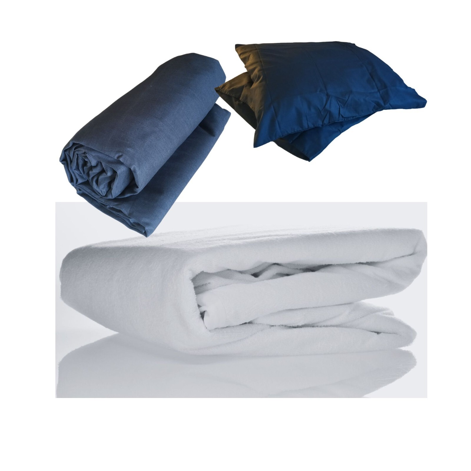 Parure protège-matelas 160x200 et drap housse en coton peigné pour lit double haut de gamme