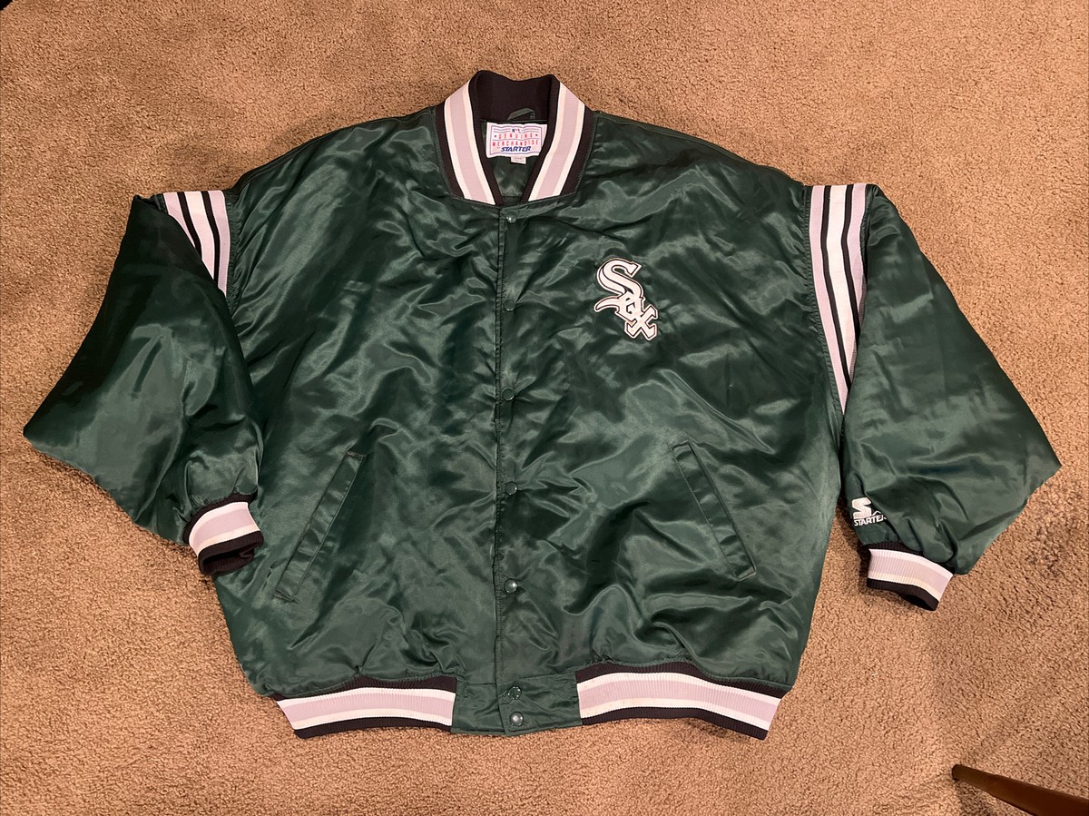 Vintage 90's Satin Starter Jacket Chicago White Sox Green