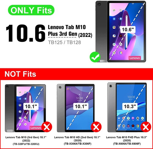 2x 9H Härtglas Lenovo Tab M10 Plus (3rd Gen) 10.6" 2022 Panzerfolie Full-Cover - Afbeelding 2 van 8