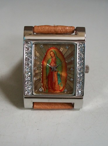 Men's Virgin Mary Guadalupe Brown, Silver & Gold Finish Fashion Casual Watch - Picture 3 of 6