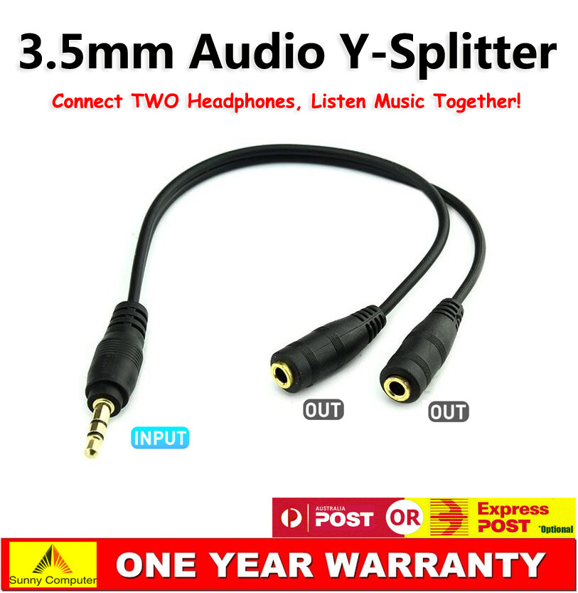 3.5mm Audio Y-Splitter Cable Male to Dual Female AUX Adapter
