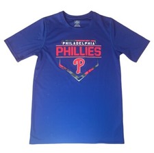 Philadelphia Phillies Boy's Tee-Shirt Blue Size Large 14/16 Genuine Merchandise
