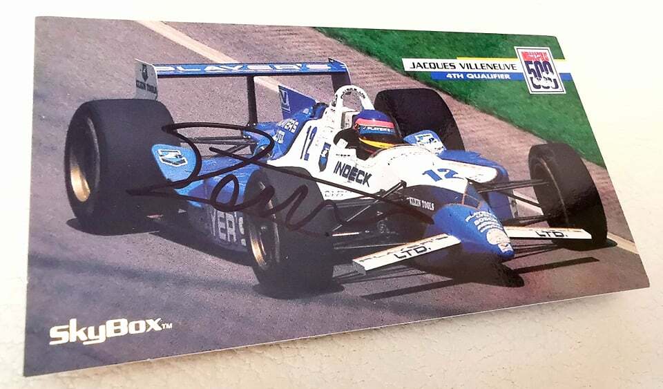 F1, Formula JACQUES VILLENEUVE signed SKYBOX INDY TRADING card