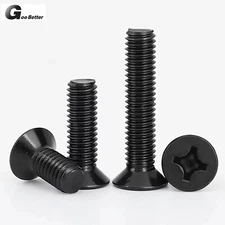 BLACK PHILLIPS COUNTERSUNK MACHINE SCREWS FLAT HEAD BOLTS STEEL M3 M4 M5 M6 