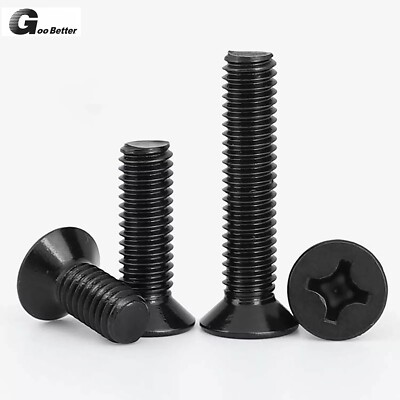  Senkschrauben mit Kreuzschlitz Stahl schwarz H Senkkopf-Schrauben M3 M4 M5 M6