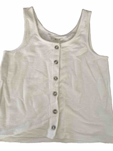 Madewell Woman’s Ivory SizeM Button Down Sleeveless,round Neck Length 21.5* Top - Picture 1 of 5