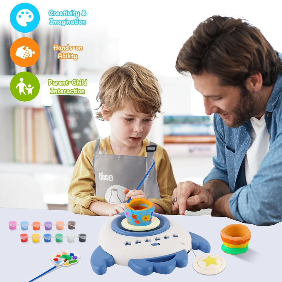 Töpfer-set für Kinder mit Ton Lufttrocknend Töpferscheibe Elektrisch Enthält ... - Bild 2 von 4