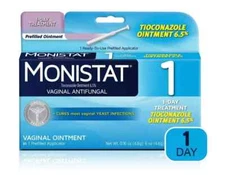 Monistat 1 Day Yeast Infection 6.5% Tioconazole Ointment - Exp. 07/25