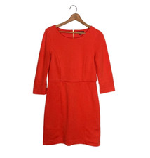 Banana Republic 4 Orange Pique Cotton Blend Exposed Zip Back Sheath Dress Career