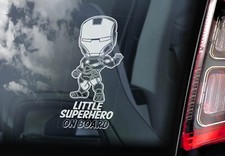 Little Superhero on Board, Car Window Sticker, Ironman Child Sign Gift Idea -V02