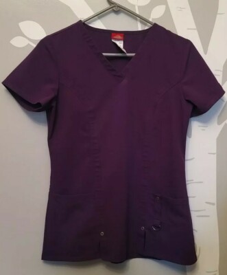Dickies Women's Xtreme Stretch V-Neck Scrubs Shirt, Purple, Size X-Small 82851
