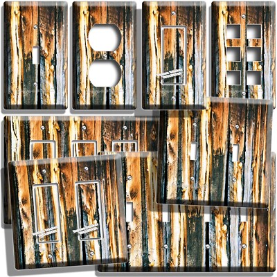 RUSTIC WEATHERED WOOD STYLE LIGHT SWITCH OUTLET WALL PLATE COUNTRY FARM HD DECOR