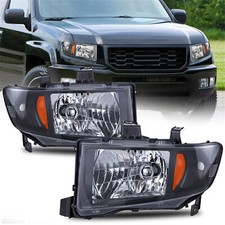 Headlights Headlamps Assembly For 2006-2014 Honda Ridgeline Black Amber Pair