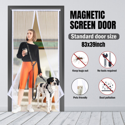 Magnetic Screen Door Mesh Curtain Durable Heavy Duty Mosquito Net Bug Hands Free