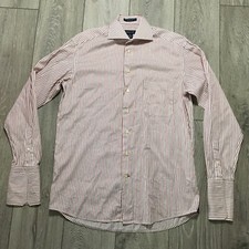 Gant Red White Stripe Dress Shirt Cotton Double Cuff - 39 15.5 - XL
