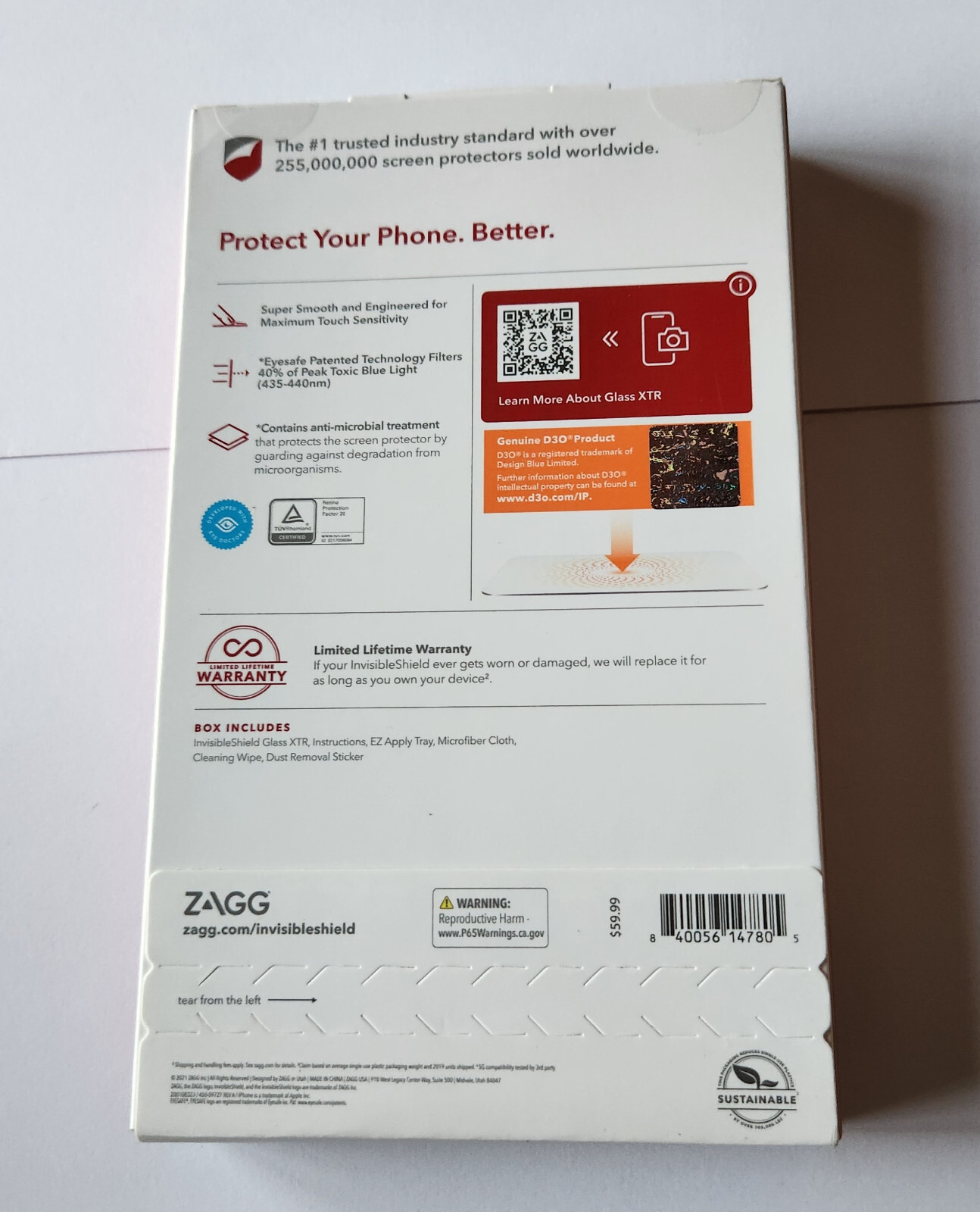 NEW ZAGG InvisibleShield Glass XTR D30 Screen Protector for Apple