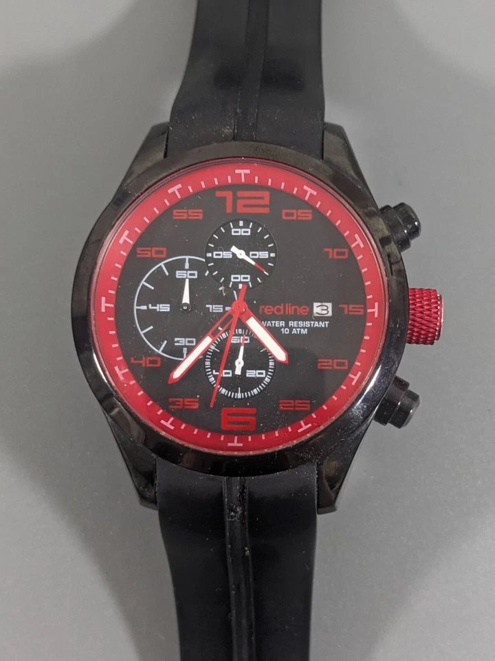 Reloj Hombre Redline Negro Rojo Silicona Cronógrafo Foto 2 de 4